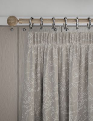 M&S Pure Cotton Floral Eyelet Curtains - EW90 - Light Grey Mix, Light Grey Mix,Light Blue Mix