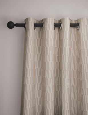 

M&S Collection Pure Cotton Geometric Eyelet Curtains - Light Grey Mix, Light Grey Mix