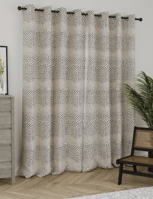

M&S Collection Cortinas opacas con ojales de algodón de topos - Natural Mix, Natural Mix