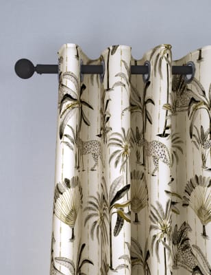 

M&S Collection Ösen-Verdunklungsvorhänge mit hohem Baumwollanteil und Leopardenmuster - Olive Mix, Olive Mix