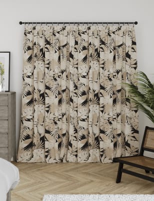 

M&S Collection Cortinas opacas infantiles con plisado de lápiz y estampado de palmeras. - Black Mix, Black Mix
