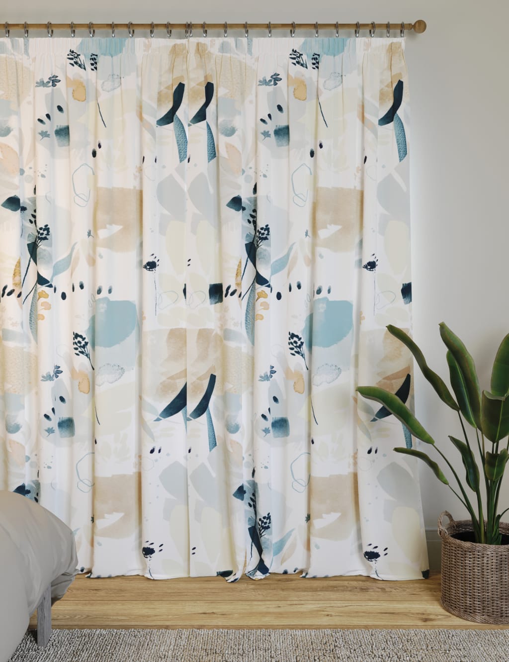 Watercolour Pencil Pleat Blackout Curtains image 3