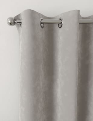 

M&S Collection Velour Eyelet Curtains - Silver Grey, Silver Grey