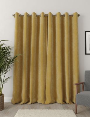 

M&S Collection Velour Eyelet Curtains - Mustard, Mustard