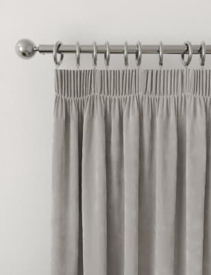 

M&S Collection Velour Pencil Pleat Curtains - Silver Grey, Silver Grey