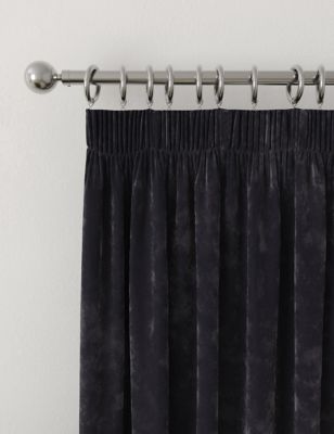 

M&S Collection Velour Pencil Pleat Curtains - Dark Charcoal, Dark Charcoal