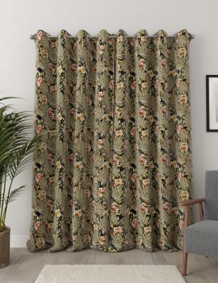 

M&S Collection Velvet Tropical Eyelet Curtains - Black Mix, Black Mix