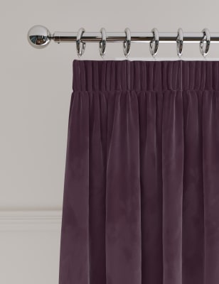 

M&S Collection Velvet Pencil Pleat Thermal Curtains - Plum, Plum