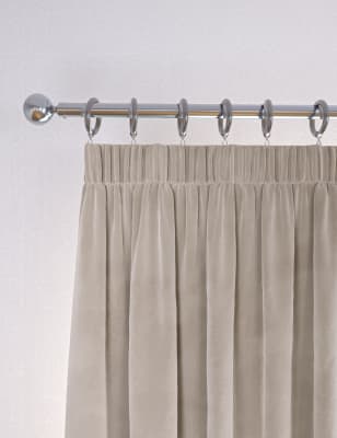 M&S Velvet Pencil Pleat Temperature Smart Curtains - EW72 - Champagne, Champagne,Forest Green,Rust,M