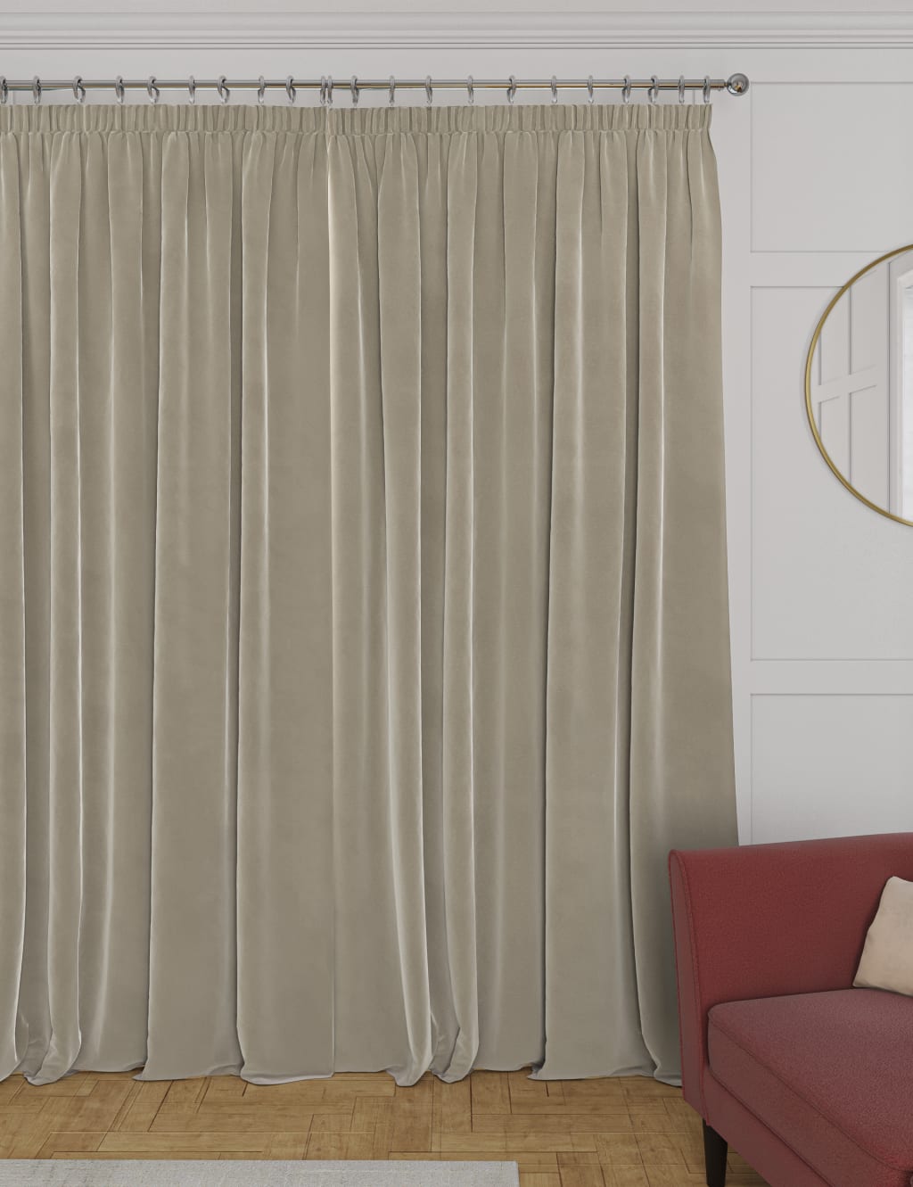 Velvet Pencil Pleat Thermal Curtains image 2