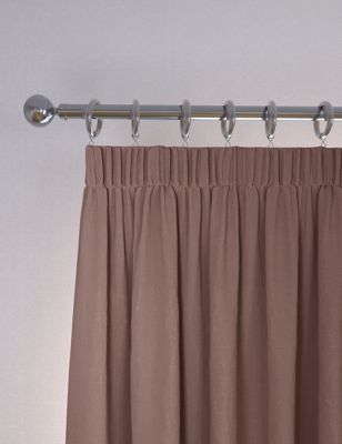 M&S Velvet Pencil Pleat Thermal Curtains - EW72 - Soft Pink, Soft Pink,Forest Green,Rust,Terracotta,