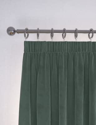 

M&S Collection Velvet Pencil Pleat Temperature Smart Curtains - Duck Egg, Duck Egg