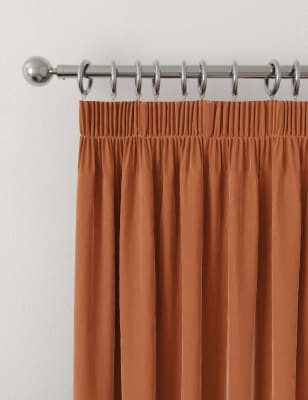 M&S Velvet Pencil Pleat Temperature Smart Curtains - NAR54 - Rust, Rust,Champagne,Mauve,Dark Ochre,T