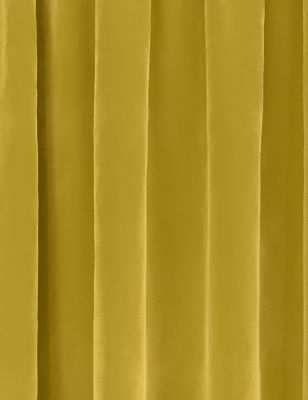 Image of M&S Velvet Pencil Pleat Thermal Curtains - EW90 - Ochre, Ochre,Plum,Soft Pink,Navy,Duck Egg,Forest Green,Rust