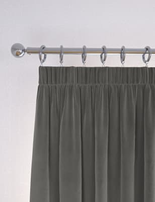 

M&S Collection Velvet Pencil Pleat Thermal Curtains - Grey, Grey