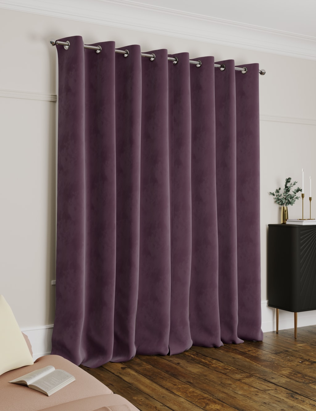 Velvet Eyelet Thermal Curtains image 2