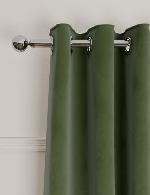 

M&S Collection Velvet Eyelet Thermal Curtains - Green, Green