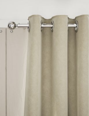 M&S Velvet Eyelet Temperature Smart Curtains - WDR90 - Neutral, Neutral,Green,Champagne,Soft Pink,Da