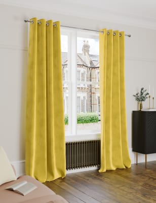 

M&S Collection Velvet Eyelet Temperature Smart Curtains - Ochre, Ochre