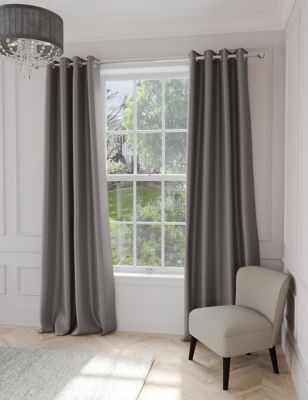 

M&S Collection Faux Silk Eyelet Blackout Curtains - Mid Grey, Mid Grey