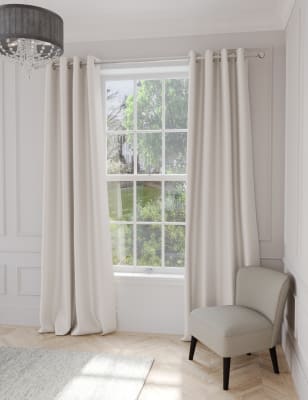 

M&S Collection Faux Silk Eyelet Blackout Curtains - Ivory, Ivory