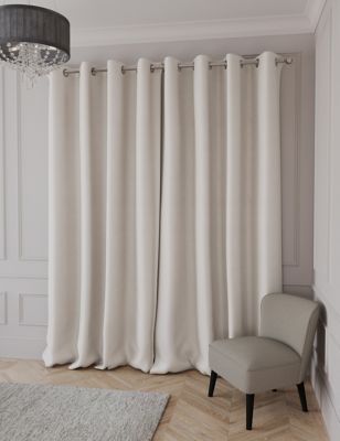 

M&S Collection Faux Silk Eyelet Blackout Curtains - Ivory, Ivory