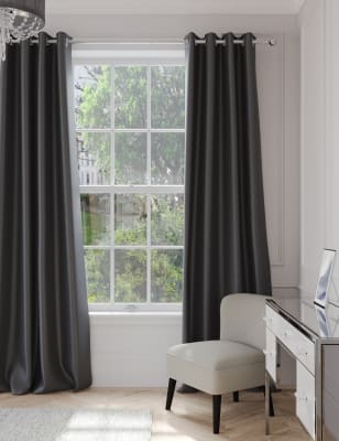 

M&S Collection Faux Silk Eyelet Blackout Curtains - Slate, Slate