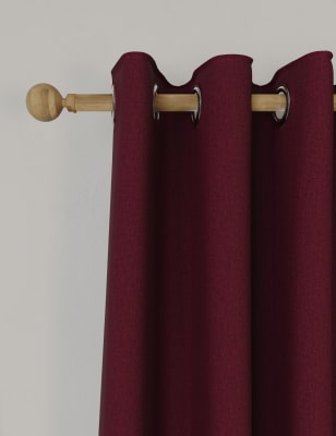 M&S Brushed Eyelet Blackout Temperature Smart Curtains - EW54 - Dark Red, Dark Red,Mid Blue,Cream,Te