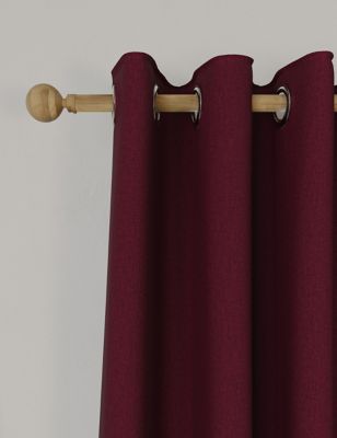 M&S Brushed Eyelet Blackout Temperature Smart Curtains - WDR90 - Dark Red, Dark Red,Mid Blue,Cream,T
