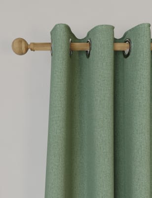 M&S Brushed Eyelet Blackout Temperature Smart Curtains - WDR90 - Sage, Sage,Dark Red,Mid Blue,Cream,