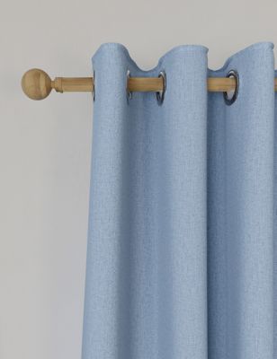 M&S Brushed Eyelet Blackout Temperature Smart Curtains - EW90 - Mid Blue, Mid Blue,Cream,Navy,Champa