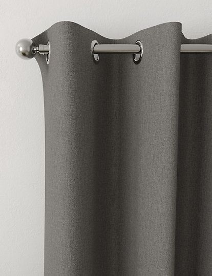 M&S Collection Brushed Eyelet Blackout Thermal Curtains - Nar72 - Charcoal Mix, Charcoal Mix