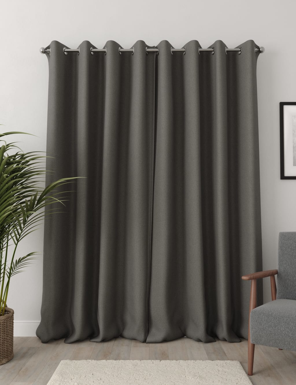 Brushed Eyelet Blackout Thermal Curtains image 3