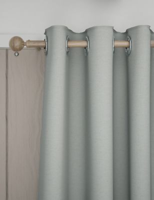 M&S Brushed Eyelet Blackout Temperature Smart Curtains - WDR54 - Grey, Grey,Mauve,Neutral
