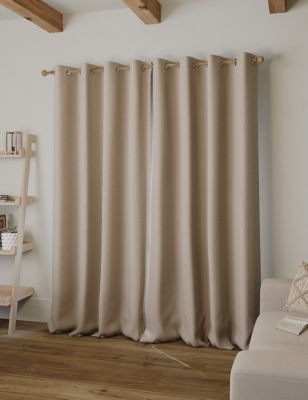 M&S Collection Brushed Eyelet Blackout Curtains - Natural