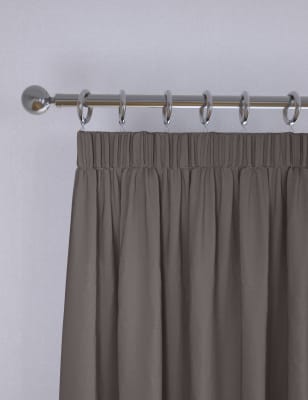 

M&S Collection Faux Silk Pencil Pleat Blackout Curtains - Mid Grey, Mid Grey