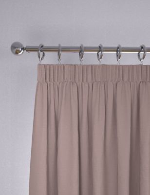 M&S Faux Silk Pencil Pleat Blackout Curtains - EW54 - Soft Pink, Soft Pink