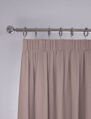 M&S Faux Silk Pencil Pleat Blackout Curtains - EW54 - Soft Pink, Soft Pink,Duck Egg