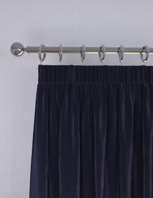 

M&S Collection Faux Silk Pencil Pleat Blackout Curtains - Navy, Navy