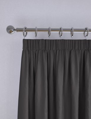 

M&S Collection Faux Silk Pencil Pleat Blackout Curtains - Slate, Slate