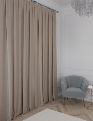 

M&S Collection Faux Silk Pencil Pleat Blackout Curtains - Natural, Natural