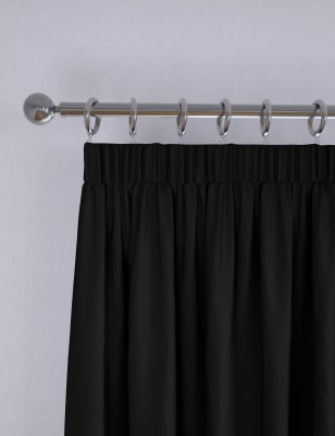 

M&S Collection Faux Silk Pencil Pleat Blackout Curtains - Dark Charcoal, Dark Charcoal