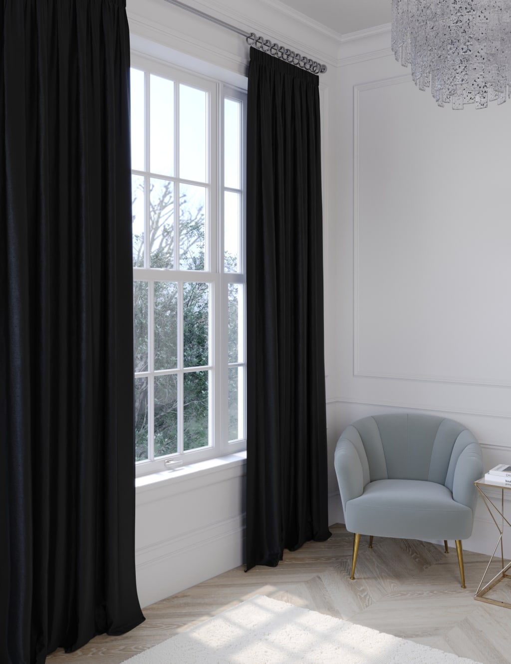 Faux Silk Pencil Pleat Blackout Curtains image 2