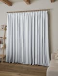 Woven Striped Pencil Pleat Curtains