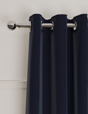 M&S Velvet Eyelet Ultra Temperature Smart Curtains - NAR54 - Navy, Navy,Rust,Green