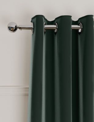 M&S Velvet Eyelet Ultra Temperature Smart Curtains - WDR54 - Forest Green, Forest Green,Champagne,Gr