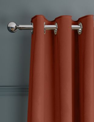 M&S Velvet Eyelet Ultra Temperature Smart Curtains - NAR54 - Rust, Rust,Green