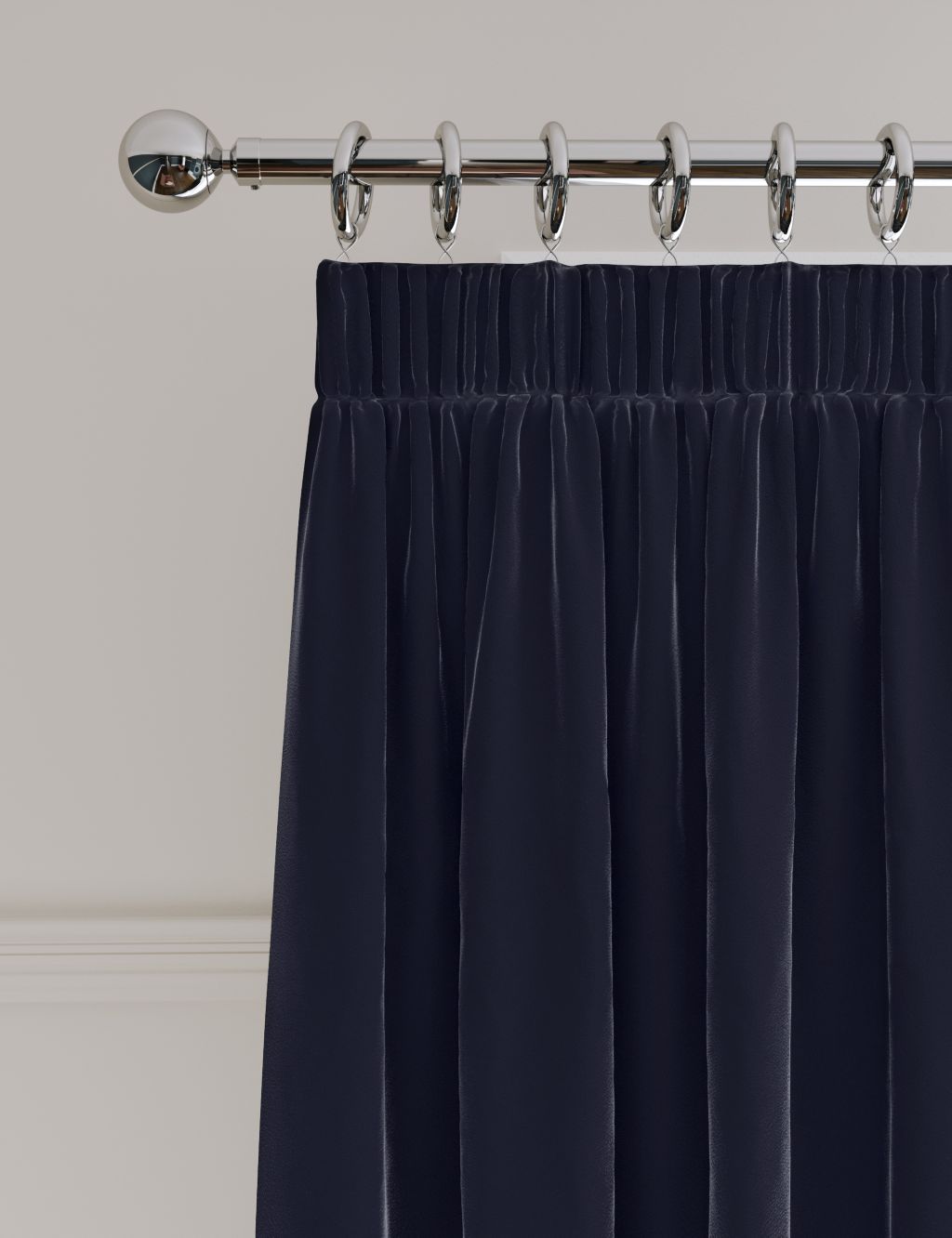 Velvet Pencil Pleat Ultra Thermal Curtains image 1