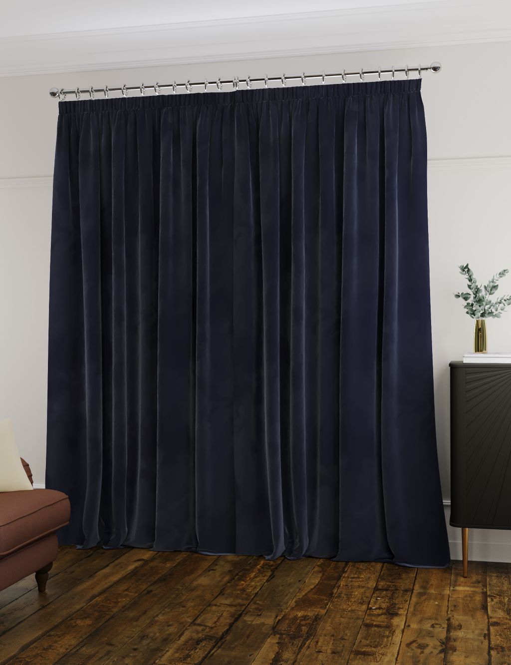 Velvet Pencil Pleat Ultra Thermal Curtains image 4