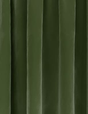 

M&S Collection Velvet Pencil Pleat Ultra Thermal Curtains - Green, Green